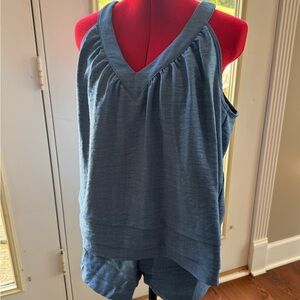 SHEIN Blue V-Neck Tank Top and shorts